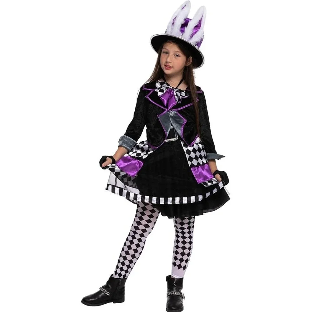 Spooktacular Creations Mad Hatter Girl Halloween Costume Size L 10-12 Dress B2